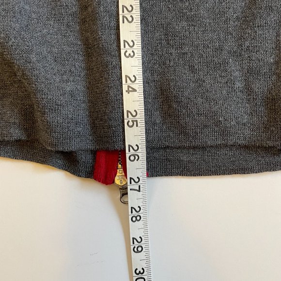 Eddie Bauer 100% Merino Sweater Gray/Red Full Zip Fair Isle Mock Neck Ski - Picture 13 of 13